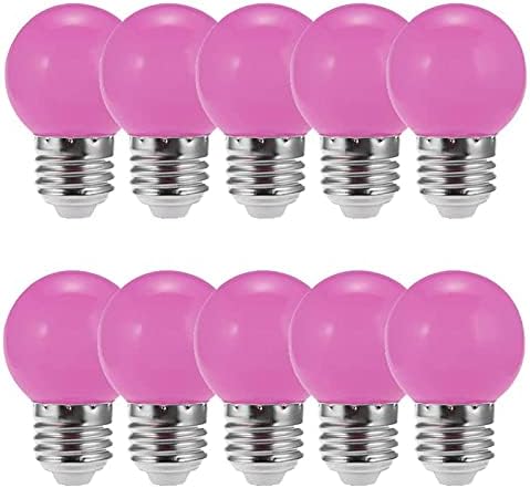 Lxcom Lighting Led Розова Крушка е с Цветна Лампа 10 Бр 1 W Глобусные Лампи G45 Цветен Led Нощна Лампа E26/E27