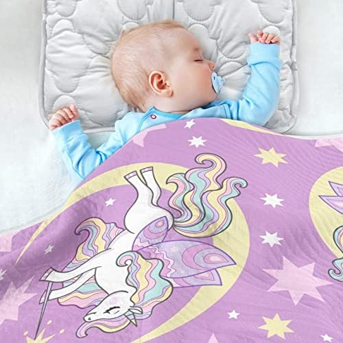 Пеленальное Одеяло Unicorn Moons Памучно Одеало за Бебета, Като Юрган, Леко Меко Пеленальное Одеало за детско