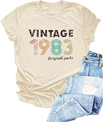 Реколта Тениска 1983 Години за Жените, Риза за 40-ти Рожден Ден, Идея за Женски Подарък, Ризи за Парти по случай