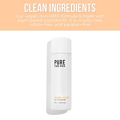 Почистващо средство за тяло с въглен на прах Pure for Men | Дълбоко пречистване от токсините и намалява петна | Хидратираща грижа за кожата | Без мирис, 8 грама.