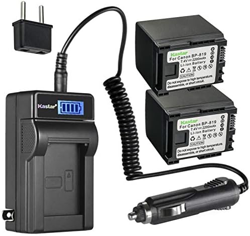 Батерия Kastar 4-Pack BP-819 и LCD ac зарядно Съвместима с видеокамери Canon VIXIA HF G10 HFG10, VIXIA HF G20