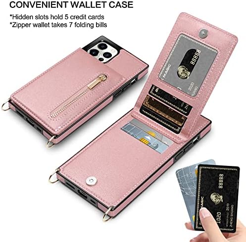 Чанта-портфейл HianDier, съвместим с iPhone 13 Pro Max Case 5G, 6,7-Инчов Държач за карти, Спускащите се назад