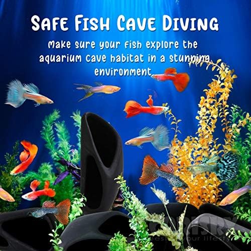 Украса на Пещери за аквариум с рибки Corisrx - Гладки Керамични Рибки, Къщичка за риба, Метеоритная Кожата на