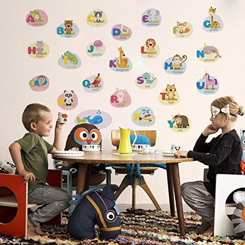 Zooarts Животни ABC Азбука с Картинки, Детски Стикери За Стена, Подвижни Етикети Направи си сам, Отклеивающиеся