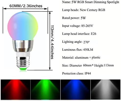 Edearkar Led лампа с променящите се цвят 5 W RGB, 4 комплекта Крушки E26/E27 Q4 RGB с дистанционно управление,