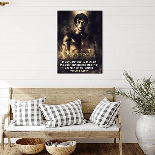 Роки Плакат Силвестър Сталоун Вдъхновяващи Цитати Класически постери на филми за бокса мотивационно стенно изкуство