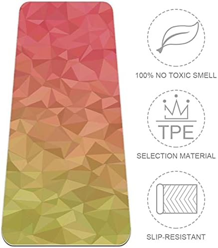 Siebzeh Triangle Polygon Background Жълто-Розово-Дебела подложка за йога Премиум-клас, в екологично Чист Гумена