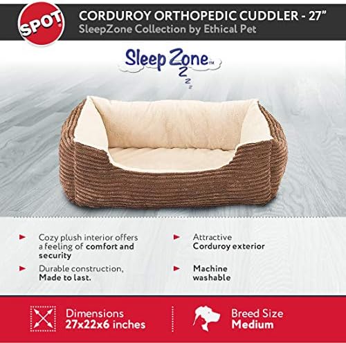 Вельветовая ортопедично легло за кучета Sleep Zone Cuddler с нетъкан дъно - 27X22 инча / Шоколадова / Привлекателен,