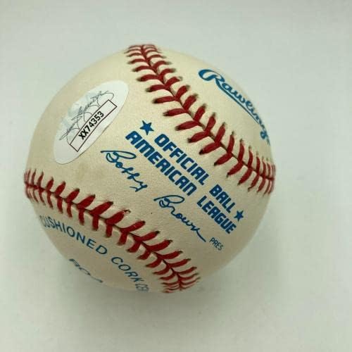 Мента Джо Ди Маджо Подписа Официално Стикер на Американската лига бейзбол JSA - Бейзболни Топки с Автографи