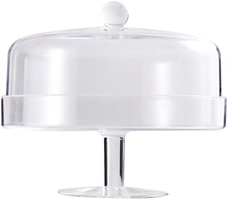 Сервировочная капак за чинии YARDWE 1 Комплект Акрилни Куполна Поставка за Хранене На Крака, Куполна Тава за