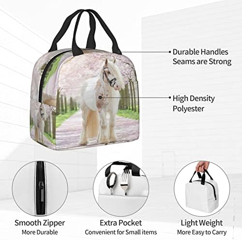 PrelerDIY White Horse Обяд-Бокс - Изолирани Чанти за Обяд за деца, Момчета и Момичета, торби за Многократна