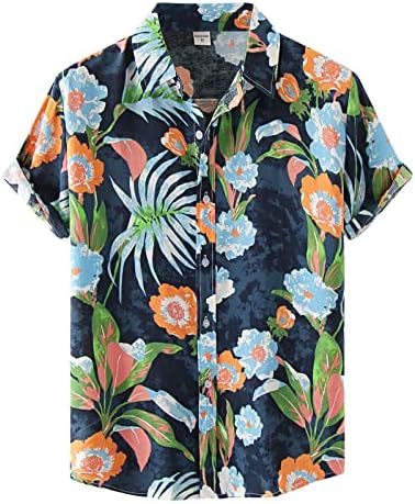 Мъжки Ежедневни Модерна Риза, Блузи с Флорални Гавайским принтом, Стилна Риза С Къс ръкав, Отложной яка, Риза