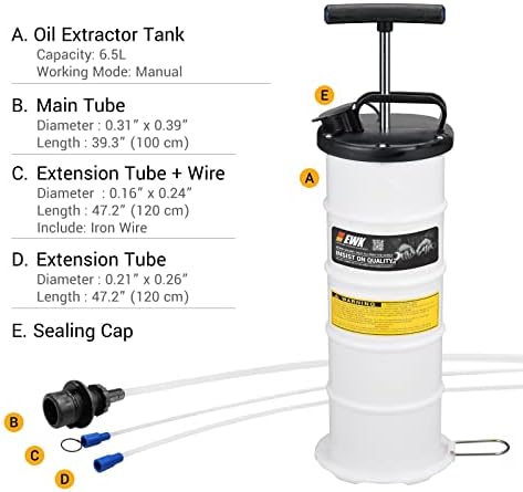 Ръчна помпа за смяна на маслен экстрактора EWK обем 6,5 л за вакуум изпомпване на автомобилни течности