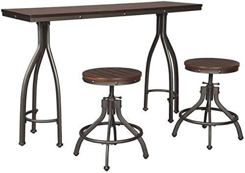 Корпоративна дизайн Ашли Odium, маса за хранене с 2 барными столове, комплект от 3 теми, кафяво в селски стил