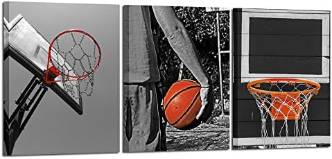 iKnow FOTO 3 бр. Черно-бял Спортен Платно Стенно Изкуство Баскетболен Плакат Артистични Щампи Картини В Рамка