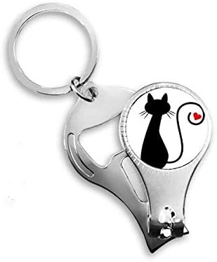 Сърцето Котка Седи Sihouette Животно Ножица За Нокти Халка Ключодържател Отварачка За Бутилки Машина За Рязане
