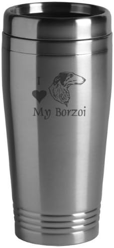 Пътна чаша Sutter's Mill Specialties на 16 унции От неръждаема стомана - I Love My Borzoi