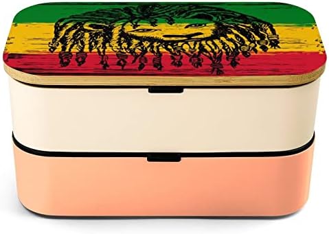 Лъвът на Знамето на Ямайка Двупластова Кутия за обяд Bento с Набор от ястия Штабелируемый Контейнер за Обяд