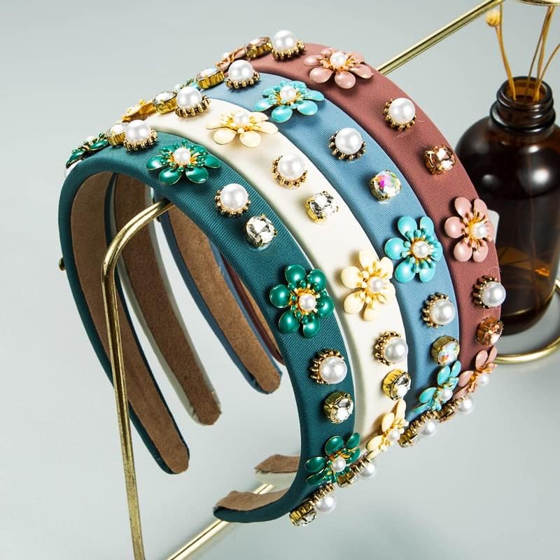 превръзка на главата под формата на маслени капки в ретро стил с цветни перли (цвят: D, размер: както е показано)