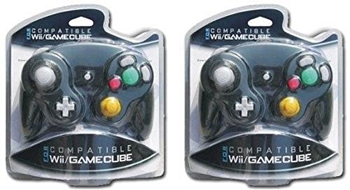 2X контролер за Gamecube Nintendo Game GC Wii Shock черен цвят