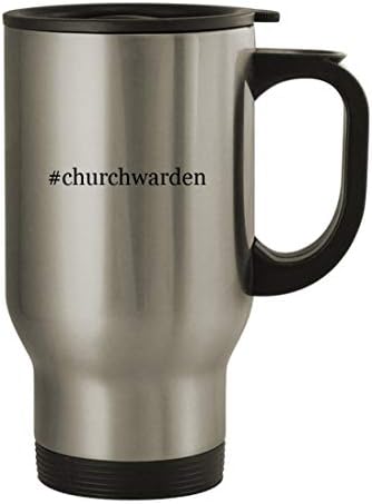 Подаръци Дрънкулки churchwarden - Пътна Кафеена Чаша с Хэштегом от Неръждаема Стомана с тегло 14 грама, Сребрист