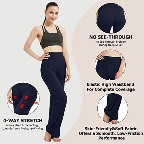 Дамски Спортни Панталони за йога FELEMO Boot Cut Свободно Намаляване с Висока Талия и контрол на корема, M-3XL