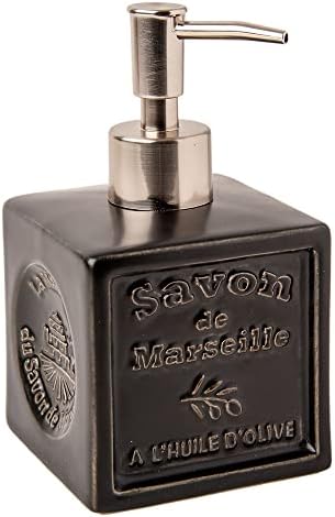Maison du Savon - Керамични Помпа-опаковка сапун - Черна Корона на помпата от полиран алуминий - Побира 300