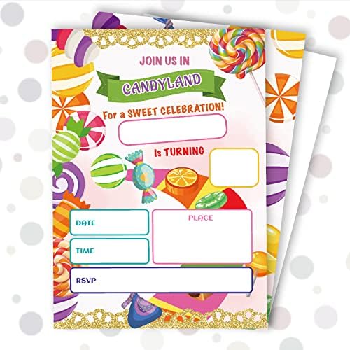 Покана карта на парти в чест на рождения Ден на HUYAW Candyland, 25 Карти с Размер 4 x 6, Покани за Рожден Ден
