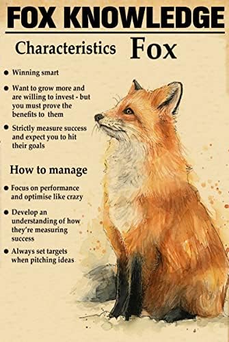 Fox Knowledge Метална Лидице Табела Характеристики На Fox Забавен Плакат Образование Кафе Хол, Кухня, Домашно