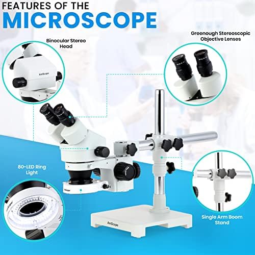 Бинокъла на стереомикроскоп AmScope SM-3BZ-80S, окуляры WF10x, увеличаване на 3,5 X-90X, мощност на обектива