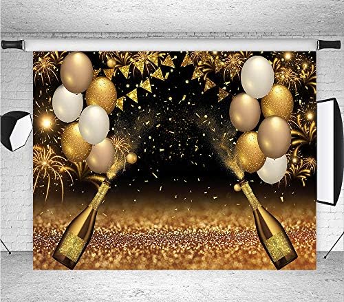 Черни и Златни балони Фон за Снимки Златното Шампанско Боке Фотофоны за Бала, за да проверите за Празнични Партита