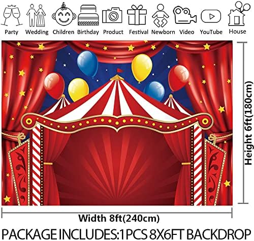 8x6ft Червен Цирк Кралят Фон Завеса Звезди Снимки на Фона на Банер за Душата на Новороденото Бебе, за да проверите