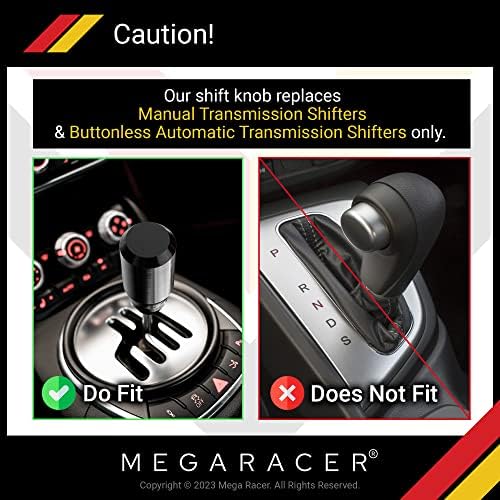 Дръжка на скоростния Mega Racer 8 см от черен алуминий, за автомобили с автоматична скоростна кутия без бутони