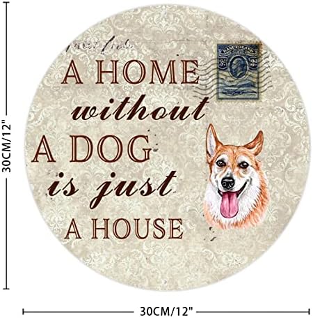 Забавно Куче-Метална Табела Къща Без Куче-това е просто Къща Ретро Кръгла Закачалка за домашни любимци с саркастичен