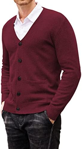 COOFANDY Мъжки Лека Жилетка-пуловер Ежедневна Намаляване с V-образно деколте и Копчета, Възли Пуловери с Джобове