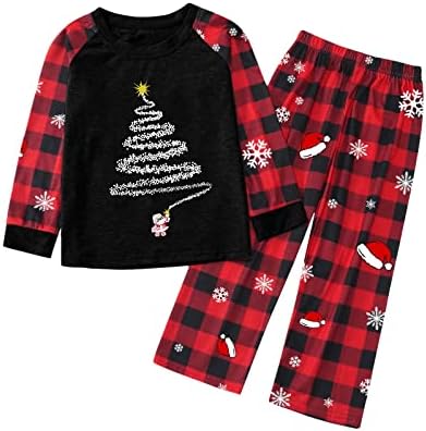 Еднакви пижами за семейство от 5 Души, Комплект Коледни Пижам с ръкави в клетката, Красив Празничен Модел С