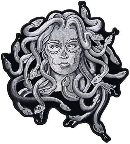 Черно-Бяла Нашивка на гърба Мотоциклетизъм форми на Medusa Snake Lady за Колоездачи Xl