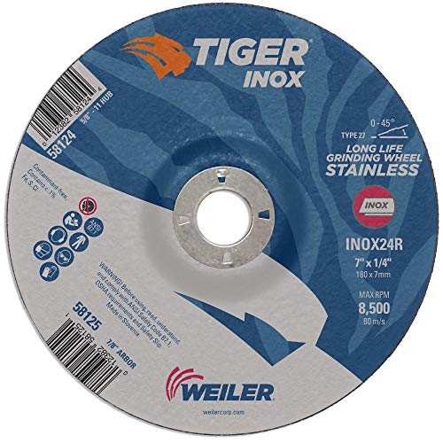 Шлайфане кръг на Weiler 58126 9 x 1/4 Tiger INOX Type 27, INOX24R, Орех 5/8 -11 (опаковка от 10 броя)