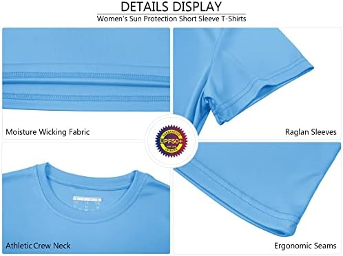 Женска тениска MAGCOMSEN с къс ръкав, Бързосъхнеща UPF 50 +, Спортна тениска За практикуване на Джогинг, Йога,