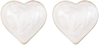 ONIFELL Бели Обеци-Карамфил под формата на Сърце за Жените, 14, Позлатени Обеци-Карамфил От Смола със Сърца