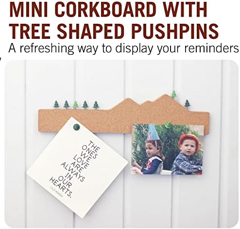 Corkboard дъска от корк лента с бутони под формата на дърво / Планински пейзаж за закрепване на напомняния и