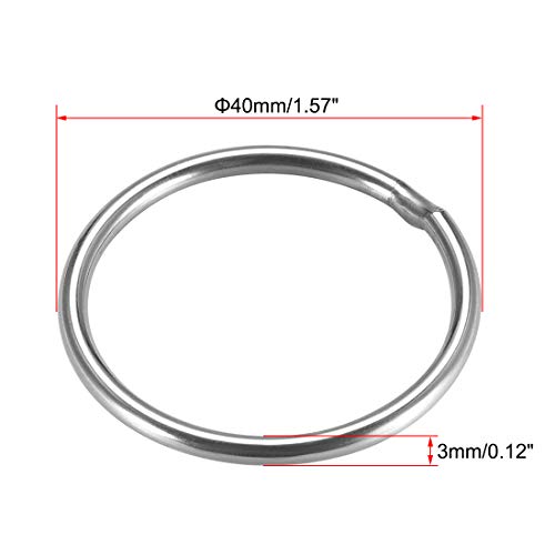 О пръстен uxcell 201 от неръждаема Стомана, 40 мм (1,57) Външен Диаметър 3 мм и Дебелина, Връзване Заварени Кръгли Пръстени 4 бр.
