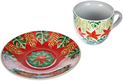 Тропически набор от Excelsa Мандала от 6 Кафеени чаши и чинии, Порцелан