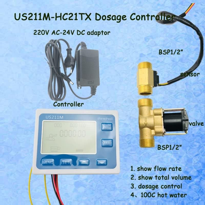 Измервател за потока 100C Контролер Разходомер за Вода Сензор Четец с дисплей 1-30 л/мин 24