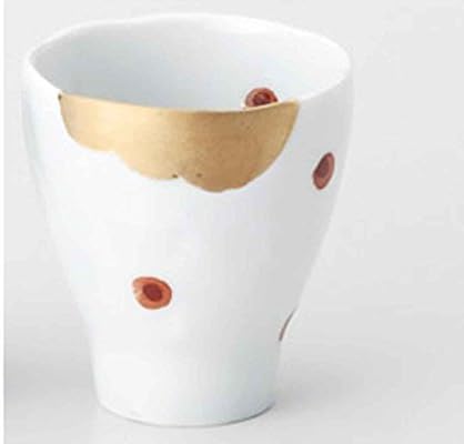 Red Dots Kinpa 3-инчов Комплект от 5 Японски Чаени чаши Бял порцелан, произведени в Япония