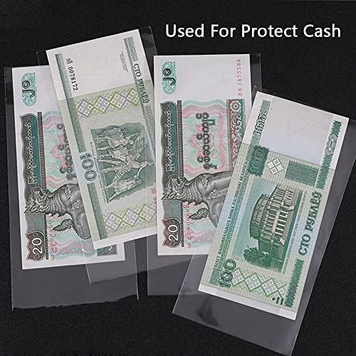 Защитни ръкави за банкноти с Кутия за съхранение, Qtopun 100 Бр. Държач за доларови Банкноти, Защитна Чанта