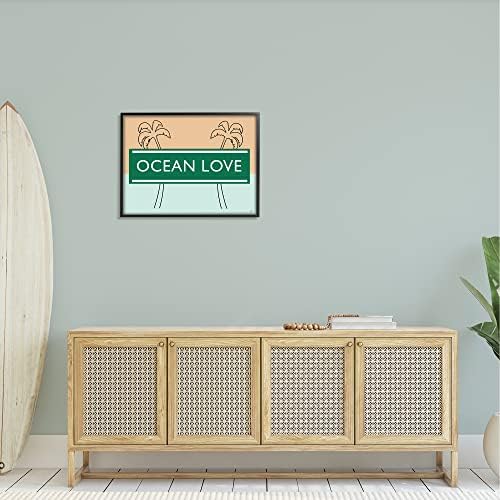 Текст Stupell Industries Ocean Love, Заключена Оранжеви и Зелени Палми, Дизайн Джадсона Ли