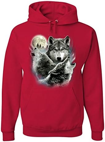 Тениска Hunt Howling Wolf Pack Hoody С качулка Wild дивата природа Животни, Природа Луната Hoody