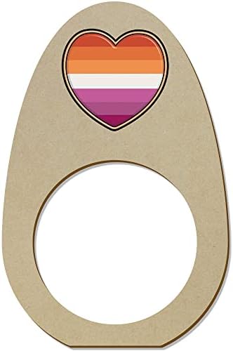 Azeeda 5 x Дървени Пръстени/Притежателите за салфетки Знаме на гордост лесбийки във формата на сърце (NR00054367)